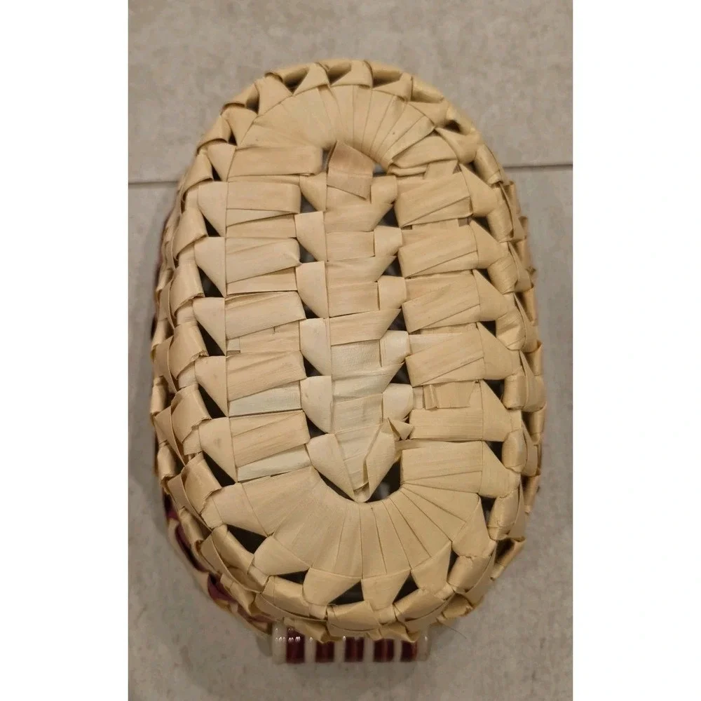 Woven Basket Striped Ceramic‎ Handles Decor Farmhouse Rustic Cottagecore Boho